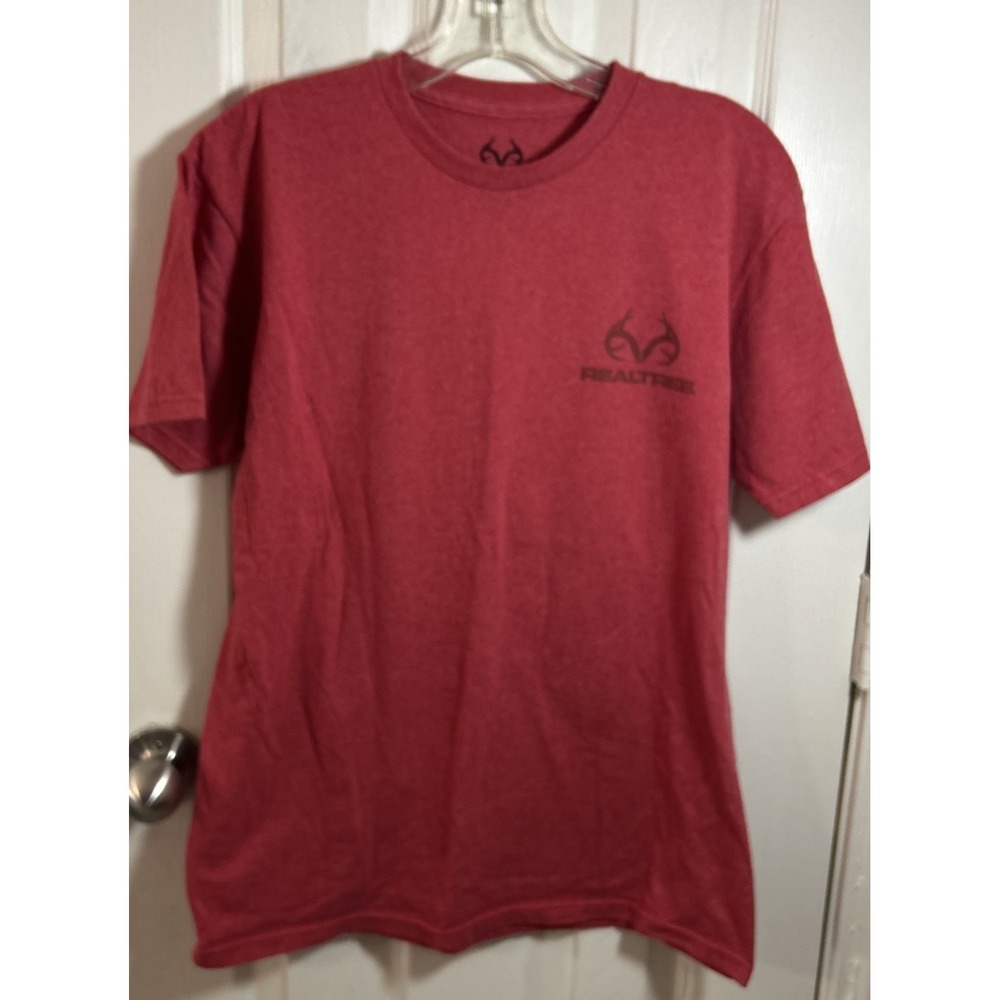 Realtree Men's Red Graphic Deer and Flag T-Shirt Size M